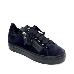 AGL Blue Suede Night Nero Light Weight Low Top Sneakers